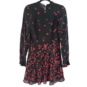 REFORMATION Lia Black Red Floral Mini Dress - Sz 4